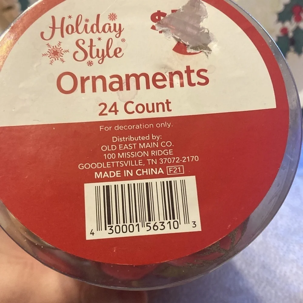 Holiday style ornaments 24count  red gold